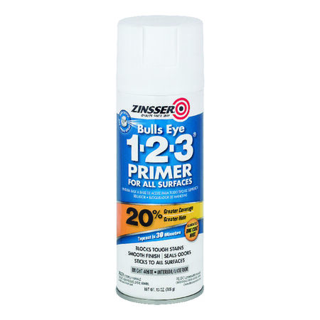 Zinsser Bulls Eye 123 Bright White Smooth Water-Based Acrylic Spray Primer and Sealer 13 oz