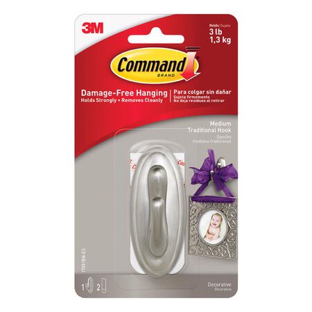 3M Command Medium Plastic Hook 3.125 in. L 1 pk