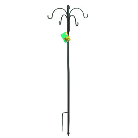 Panacea Black Wrought Iron 84 in. H 4 Way Crook w/Finial Plant Hook