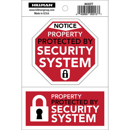 Hillman English White Security Decal 4 in. H X 6 in. W