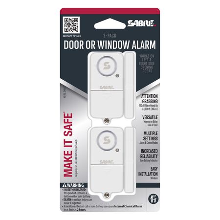 Sabre Battery Powered Indoor White Door Alarm