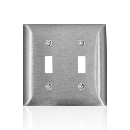 Leviton C-Series Satin Silver 2 gang Stainless Steel Toggle Wall Plate 1 pk