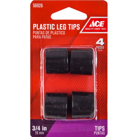 Ace Plastic Round Leg Tip Black 3/4 in. W 4 pk