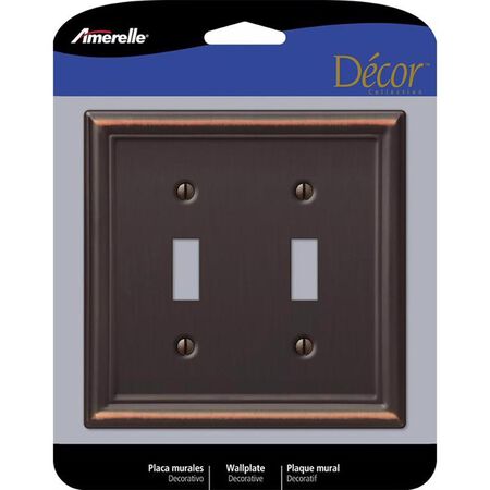 Amerelle Chelsea Aged Bronze 2 gang Stamped Steel Toggle Wall Plate 1 Pack