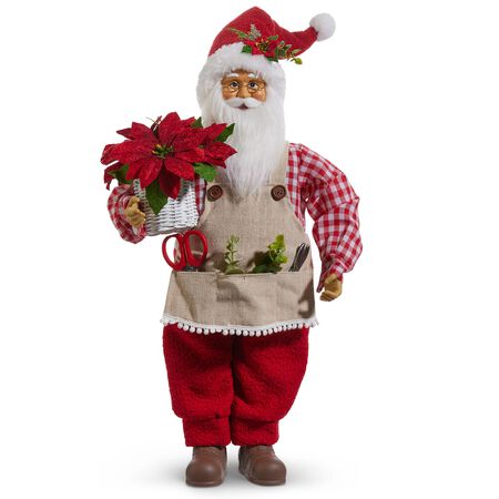 Raz Imports 18 in. Gingham Gardening Santa