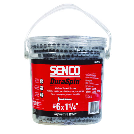 Senco DuraSpin No. 6 x 1-1/4 in. L Gray Phosphate Drywall Screws 1 000 pk