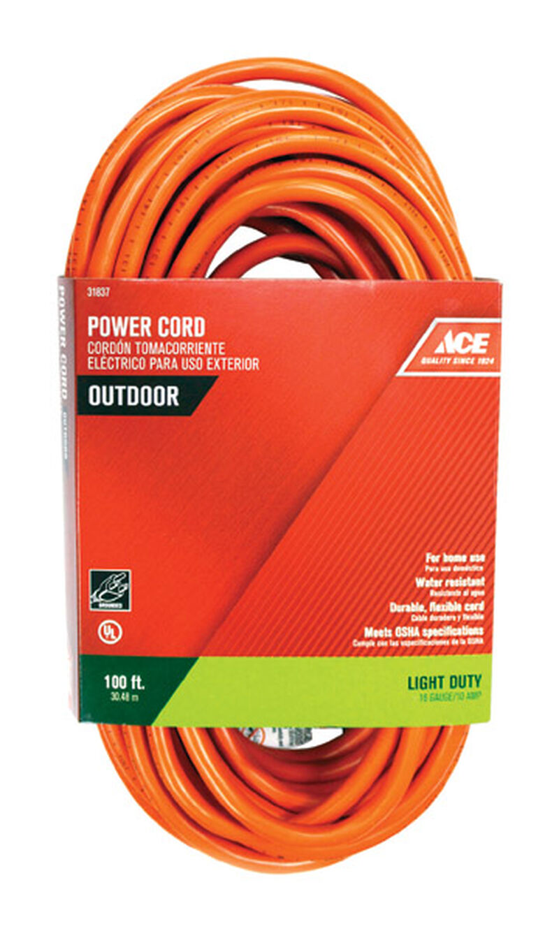 Ace Indoor and Outdoor Extension Cord 16/3 SJTW 100 ft. L Ace Indoor and Outdoor Extension Cord 16/3 SJTW 100 ft. L
