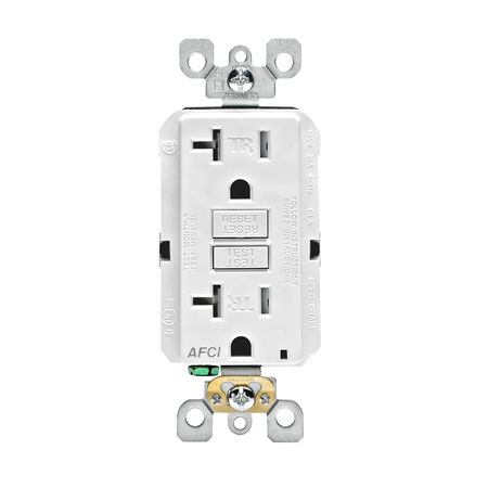 Leviton Decora 20 amps 125 V White AFCI Outlet 5-20R 1 pk