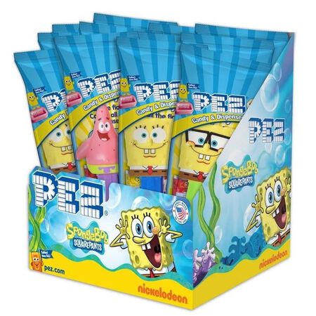 PEZ Spongebob Assorted Candy And Dispenser 0.58 Oz