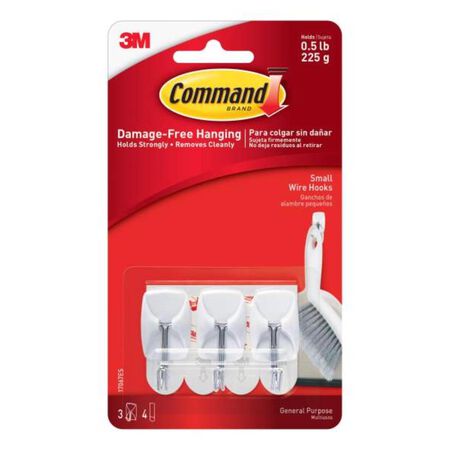3M Command Small Plastic Wire Hooks 1.625 in. L 3 pk