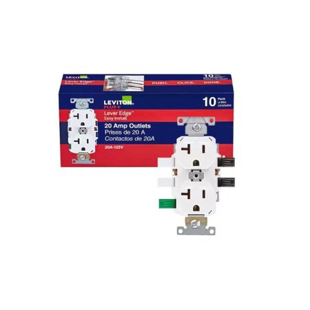 Leviton Lever Edge 20 amps 125 V White Outlet 10 Pack