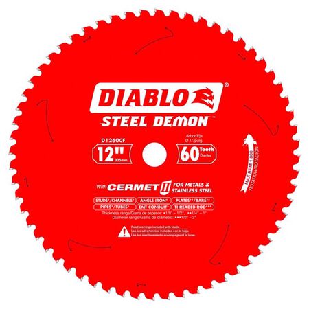Diablo Steel Demon 12 in. D X 1 in. Cermet Metal Saw Blade 60 teeth 1 Pack