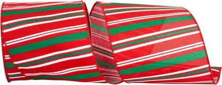 Reliant Ribbon Cross Stripe Glitter Christmas Wired Edge Ribbon, Red/Green