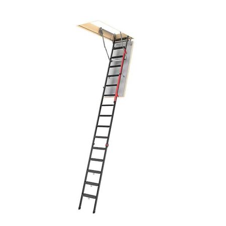 Fakro LMP 12 ft. Insulated Steel Attic Ladder 9 ft. 10 in. - 12 ft. 25 in. x 56.5 in. with 375 lbs. Load Capacity