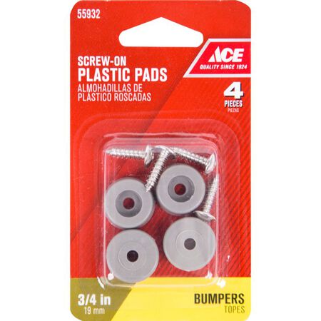 Ace Plastic Round Bumper Pads Gray 3/4 in. W 4 pk
