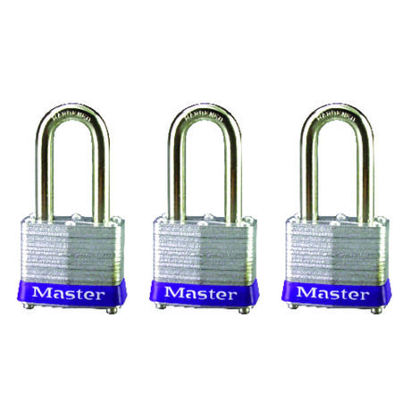 Master Lock 3-3/16 in. H X 1-9/16 in. W X 27/32 in. L Laminated Steel 4-Pin Cylinder Padlock 3 pk Ke