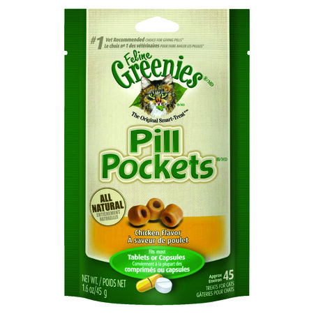 Greenies Pill Pockets Adult Chicken Cat Food Grain Free 1.6 oz