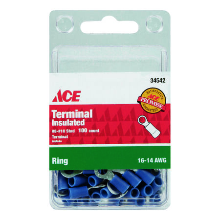 Ace Industrial Ring Terminal Vinyl 100 Blue
