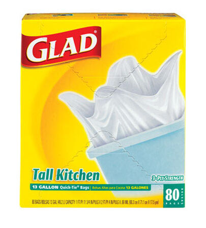 Glad 13 gal. Tall Kitchen Bags Quick Tie 80 pk