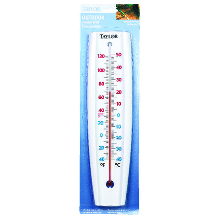 Taylor Jumbo Size Tube Thermometer Plastic White 14.75 in.