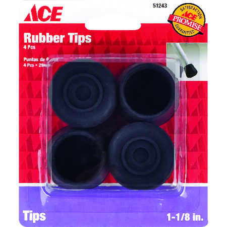 Ace Rubber Leg Tip Black Round 1-1/8 in. W 4 pk