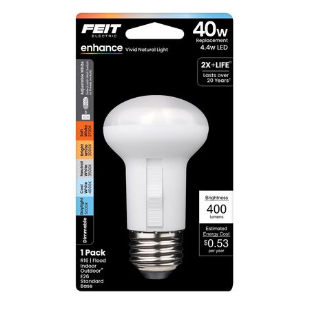 Feit R16 E26 (Medium) LED Bulb Adjustable White 40 Watt Equivalence 1 Pack