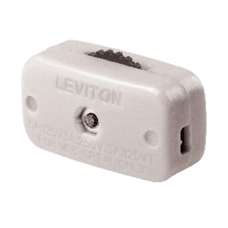 Leviton 3 amps Single Pole Rotary Miniature Cord Switch White 1 pk