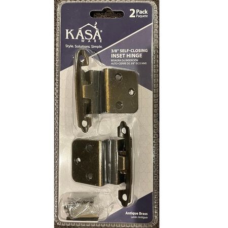 KasaWare 3/8 in. Inset Self Closing Hinge Antique Brass