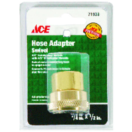 Ace 3/4 in. FHT x 1/2 in. Female in. Brass Threaded Female Hose Adapter