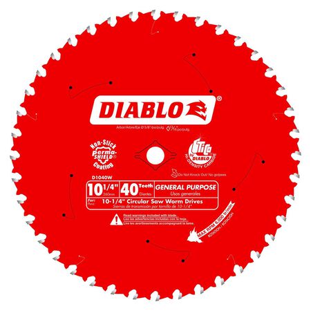 Diablo 10-1/4 in. D X 5/8 in. TiCo Hi-Density Carbide Circular Saw Blade 40 teeth 1 pk