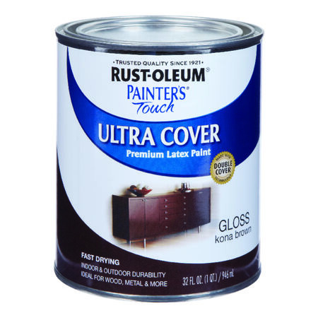 Rust-Oleum Painters Touch Gloss Kona Brown Ultra Cover Paint Exterior & Interior 1 qt