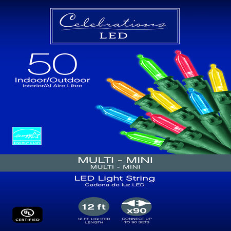 Celebrations LED Mini Multicolored 50 ct String Christmas Lights 12.25 ft.