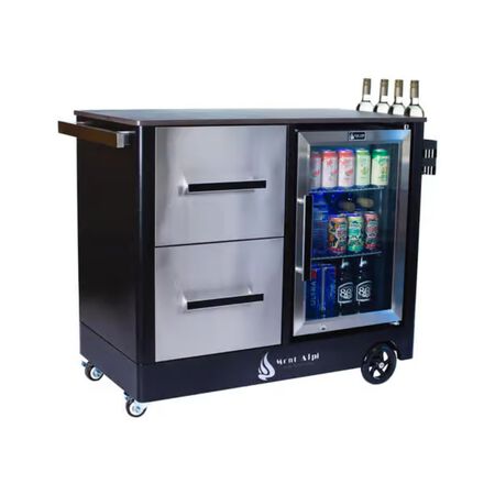 Mont Alpi Beverage Centers 1 Piece Black Metal Modern Mobile Bar Cart