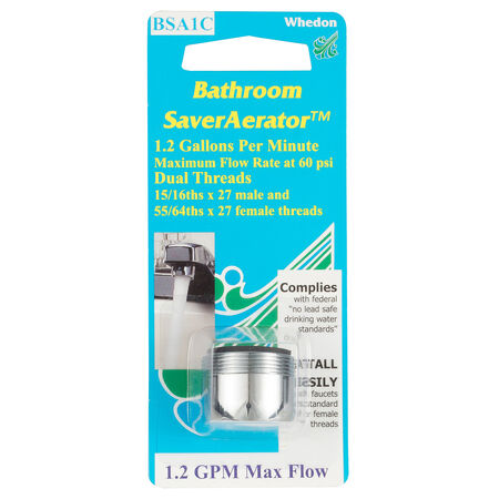 Whedon SaverAerator Dual Thread 15/16 in.- 27M x 55/64 in.-27F Chrome Plated Faucet Aerator