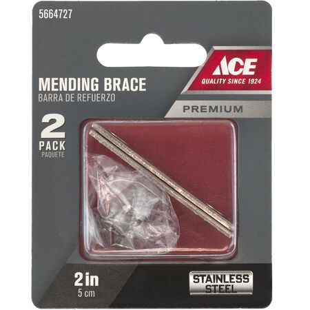 Ace 2 in. H X 0.5 in. W X 1.091 in. L Stainless Steel Mending Brace