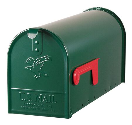 Solar Group Gibraltar Elite Steel Post Mounted Mailbox Hartford Green 8-3/4 in. H x 20 in. L