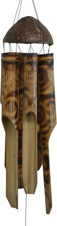 Cohasse Bamboo Wind Chime | #136 | Burnt Finish Simple Bamboo Wind Chime | Wood, Outdoor, Home Decor for Decks, Garden, Porch | Small | Natural Wood Burnt