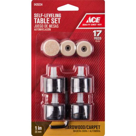 Ace Plastic Round Self Leveling Table Pad Set Black 1 in. W 17 pk