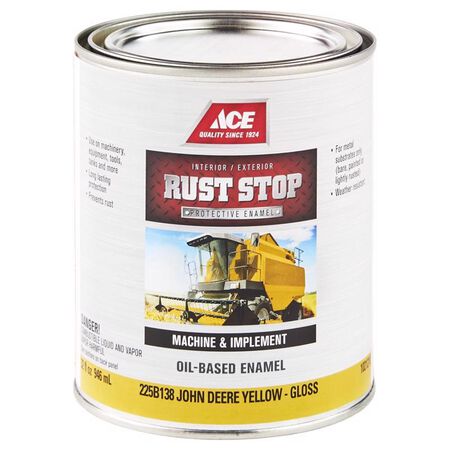 Ace Rust Stop Indoor/Outdoor Gloss John Deere Yellow Oil-Based Enamel Rust Preventative Paint 1 qt