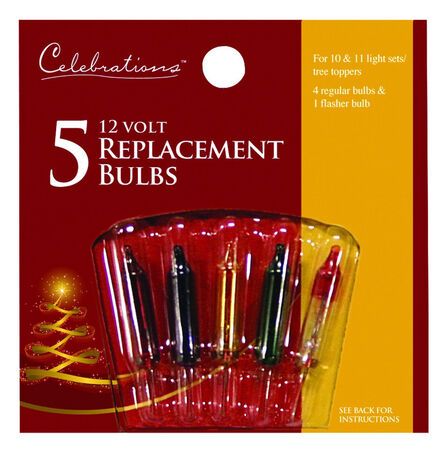 Celebrations Incandescent Mini Assorted 5 ct Replacement Christmas Light Bulbs