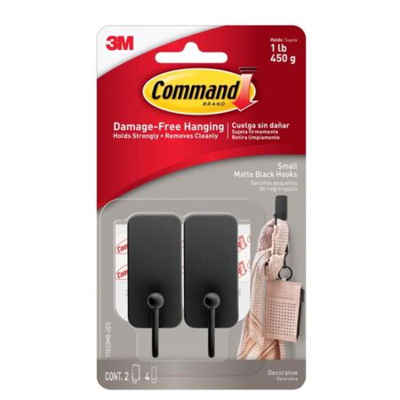 3M Command Small Plastic Hook 1 in. L 2 pk
