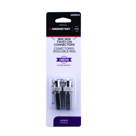 Monster Just Hook It Up Twist-On BNC Coaxial Connector 2 pk
