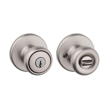 Kwikset Tylo Satin Nickel Entry Door Knob 1-3/4 in.