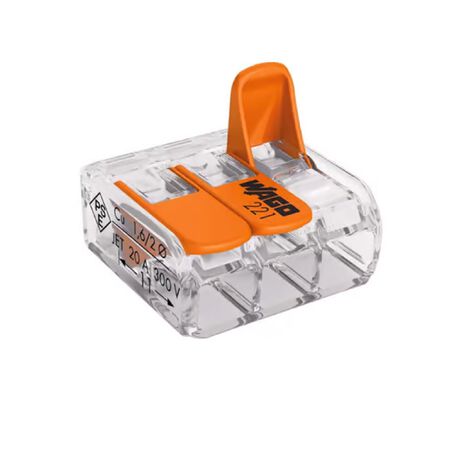 WAGO 3 Port Lever Wire Connector 10 pk