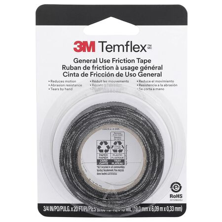 3M 0.708 in. W X 240 in. L Black Cotton Cloth Friction Tape