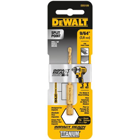 DeWalt Impact Ready 9/64 in. X 2-45/64 in. L High Speed Steel Drill Bit Quick-Change Hex Shank 1 pc