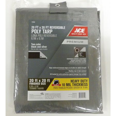 Ace 20 ft. W X 20 ft. L Heavy Duty Polyethylene Tarp Black/Silver