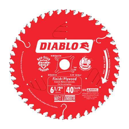 Diablo 6-1/2 in. D X 5/8 in. S Carbide Tip Finishing Saw Blade 40 teeth 1 pc