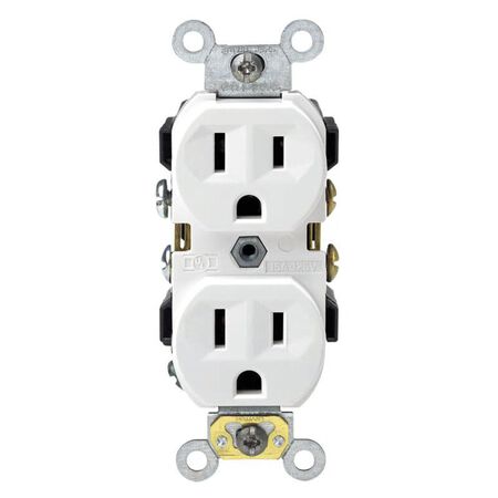 Leviton 15 amps 125 V Duplex White Outlet 5-15R 1 pk