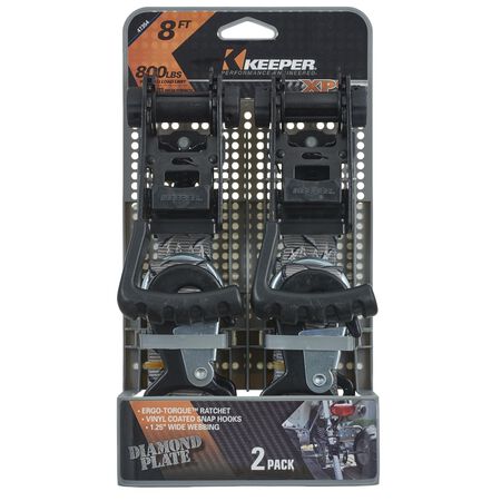 Keeper Ergo-Torque 1.25 in. W X 8 ft. L Gray Ratchet Tie Down Strap 800 lb 2 pk